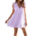 thumbnail image 1 of Summer Dresses for Women Lace V Neck Jacquard Cutout Sun Dress Ruffle Boho Dress Plus Size Dress Women Beach Dress, 1 of 7