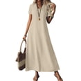 thumbnail image 1 of Summer Dresses for Women, Lightweight Cotton Linen Blend Long Dress, Loose A-Line Casual Maxi Dress Beige S, 1 of 6