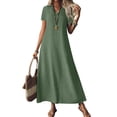 thumbnail image 1 of Summer Dresses for Women, Lightweight Cotton Linen Blend Long Dress, Loose A-Line Casual Maxi Dress Green XL, 1 of 6