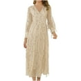 thumbnail image 1 of Summer Dresses for Women Long Sleeve V-Neck Sequined Lace Evening Long Dress Ladies Party Dresses, 1 of 8