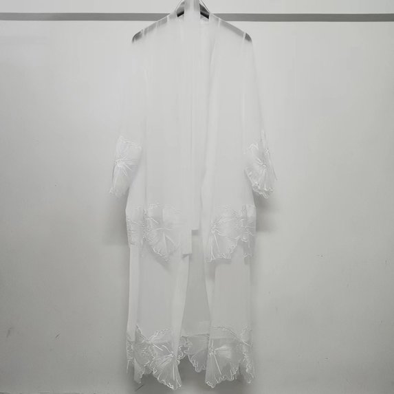 Summer Dresses for Women Long Solid Color V Neck Long Sleeves Ribbon Hollow Out Embroidery Lace Ankle Length Dress