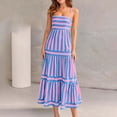 thumbnail image 1 of Summer Dresses for Women, Loose Fit Striped Sundress with Adjustable Buckle Straps, Casual Square Neck Spaghetti Strap Dress, 1 of 9