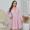 thumbnail image 1 of Summer Dresses for Women Maxi Dress Large Size Long Sleeve Dress Temperament Commuter Solid Color Sexy Waist Dress, 1 of 6