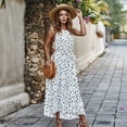 thumbnail image 1 of Summer Dresses for Women Maxi Dress Sleeveless Belt Polka Dot Resort Swing Dress, 1 of 6