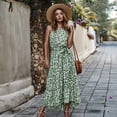 thumbnail image 1 of Summer Dresses for Women Maxi Dress Sleeveless Belt Polka Dot Resort Swing Dress, 1 of 6