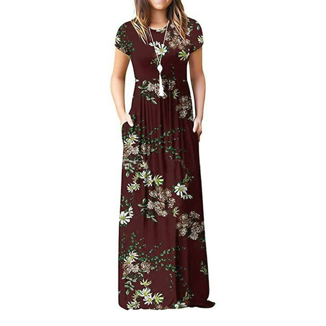 Summer Dresses for Women Mother's Day Casual Floral Print Maxi Dresses ...