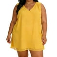 thumbnail image 1 of Summer Dresses for Women Plus Size Casual Solid Color Chiffon Sleeveless V Neck Mini Dress, 1 of 6