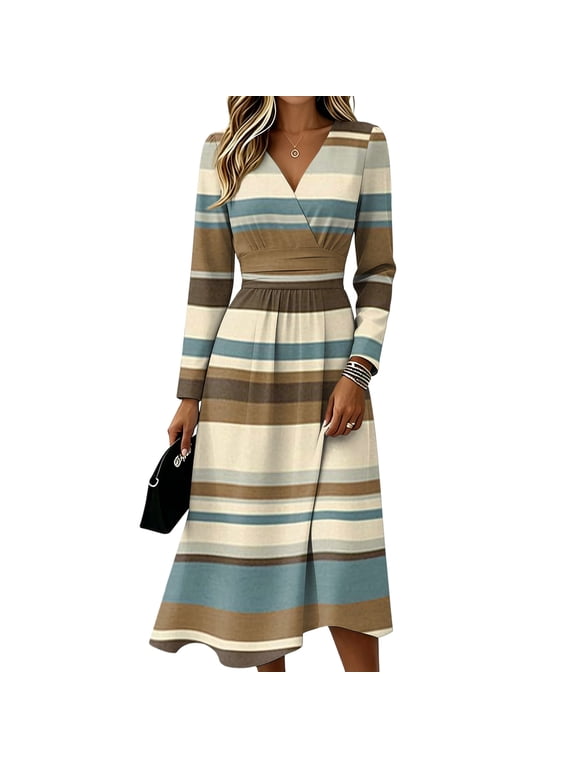Summer Dresses for Women Plus Size Flowy Casual V Neck Wrap Dress Maxi Dress for Wedding Guest, Graduation, Party