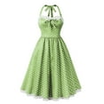 thumbnail image 1 of Summer Dresses for Women Plus Size Polka Dot Print Halter Sleeveless Dress Flowy Boho Beach Outfit Green XXL, 1 of 5