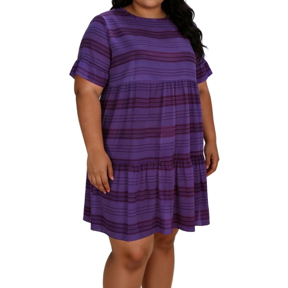 Summer Dresses for Women Plus Size Short Sleeve Crewneck T Shirt Dress Dressy Casual Ruffle Flowy Beach Sundresses