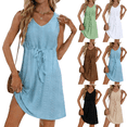 thumbnail image 1 of Summer Dresses for Women Plus Size V Neck Sleeveless Hollow Out Textured Sundresses Flowy Beach Vacation Casual Dress S-5XL, 1 of 6