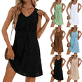 thumbnail image 1 of Summer Dresses for Women Plus Size V Neck Sleeveless Hollow Out Textured Sundresses Flowy Beach Vacation Casual Dress S-5XL, 1 of 6