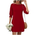thumbnail image 1 of Summer Dresses for Women Plus Size, Women's Casual Summer Dress Spring Short Sleeve Dress With Pockets Beach A Line Casual Dress(Red,XL), 1 of 8