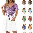 thumbnail image 1 of Summer Dresses for Women Plus Size Women's Fashion Summer Print Short-sleeved V-neck Casual Dress Black XXL, 1 of 8