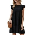 thumbnail image 1 of Summer Dresses for Women Printed Ruched Dress Short Sleeve Cake Swing Dress, 1 of 1