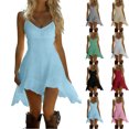 thumbnail image 1 of Summer Dresses for Women Sleeveless V Neck Midi Dresses Fashion Casual Flowy Vacation Sundress Blue S, 1 of 6