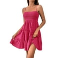 thumbnail image 1 of Summer Dresses for Women Smocked Tiered Mini Dress Square Neck Spaghetti Strap Flowy Casual Sundress Hot Pink S, 1 of 6