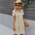 thumbnail image 1 of Summer Dresses for Women Solid Color Dress Short Sleeve Cotton Short Skirt, 1 of 6