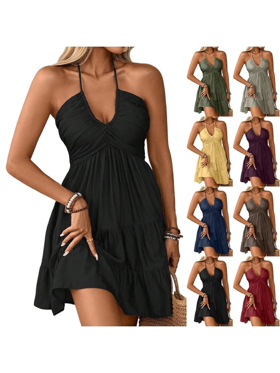 Summer Dresses for Women Spaghetti-Strap Dress Can Party