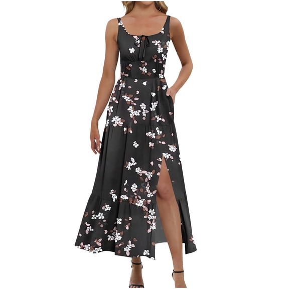 Summer Dresses for Women Spaghetti Strap Sleeveless Casual A-Line Floral Print Mini Dress
