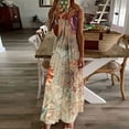 thumbnail image 1 of Summer Dresses for Women Spaghetti Strap V Neck Floral Boho Dress Loose Maxi Dress Slip for Beach Holiday Casual Sundress, 1 of 5