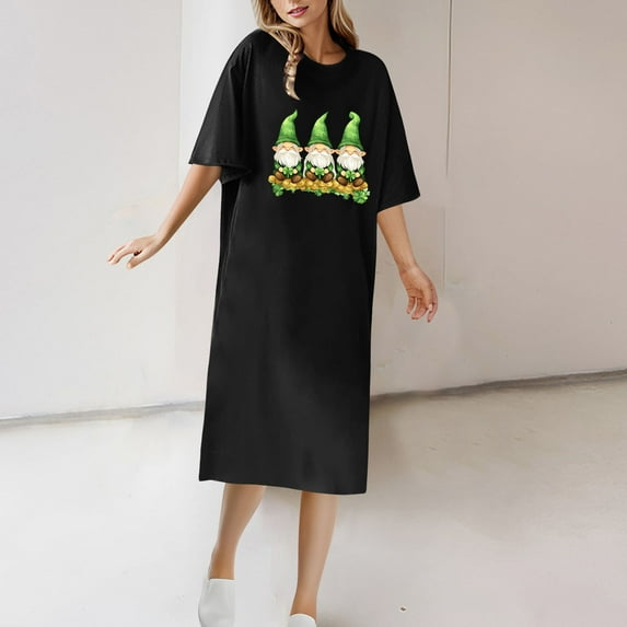 Summer Dresses for Women Under $10 Free Shipping Round Neck Short Sleeved T-shirt And Ankle Dress For Spring Summer