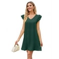 thumbnail image 1 of Summer Dresses for Women V Neck Cap Sleeve Casual Mini Dress Dark Green XL, 1 of 8