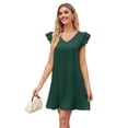 thumbnail image 1 of Summer Dresses for Women V Neck Cap Sleeve Casual Mini Dress Dark Green XXL, 1 of 8