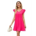 thumbnail image 1 of Summer Dresses for Women V Neck Cap Sleeve Casual Mini Dress Rose Red L, 1 of 8