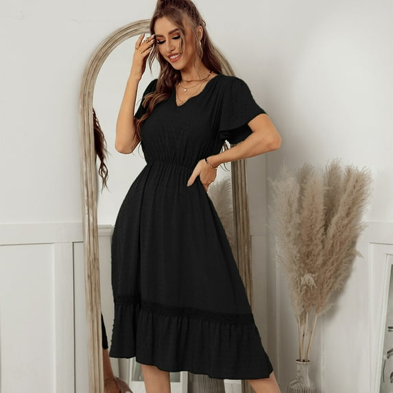 Summer Dresses for Women V-Neck Sexy Dress Casual Midi Dress
