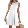 thumbnail image 1 of Summer Dresses for Women Vacation Casual Beach Sundress Sleeveless Tank Crewneck Shift Swing Dress White M, 1 of 10