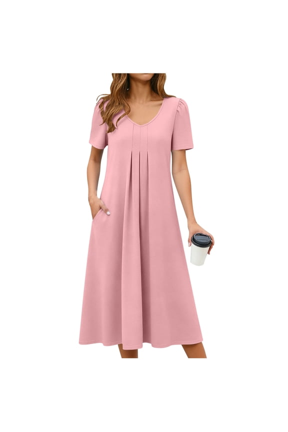 Summer Dresses for Women Wedding Guest Maxi Petite Dresses Ladies Ruffle Elegant Party A Line Dress Mother of the Bride T Shirt Dress