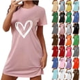 thumbnail image 1 of Summer Dresses for Women, Womens Sleep Shirt Printed Round Neck Long Sleeved Loose Mid Calf Nightgown, 1 of 5