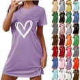 thumbnail image 1 of Summer Dresses for Women, Womens Sleep Shirt Printed Round Neck Long Sleeved Loose Mid Calf Nightgown, 1 of 5