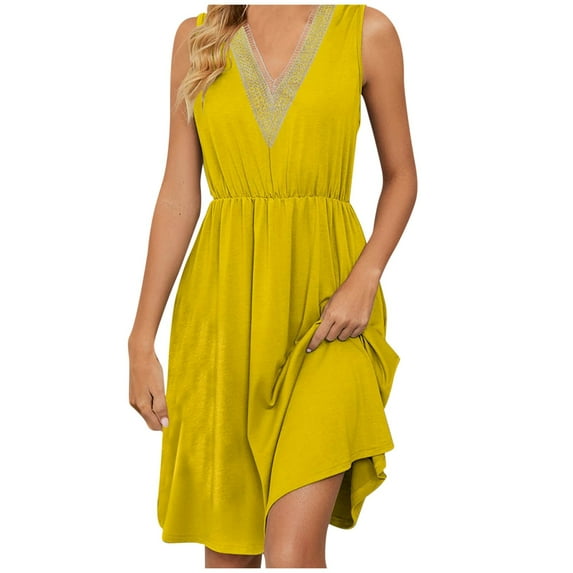 Summer Dresses for Womens 2026 Fashion Oversize Short Sleeve V-Neck Solid Color Pocket Makings Dress Gift for Women