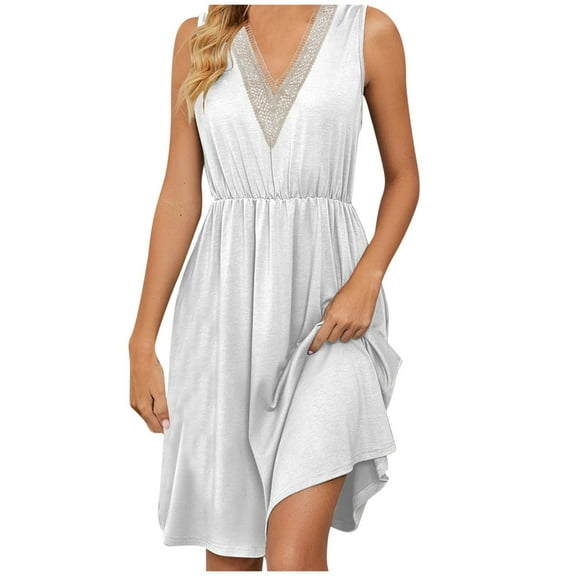 Summer Dresses for Womens 2026 Fashion Oversize Short Sleeve V-Neck Solid Color Pocket Makings Dress Gift for Women