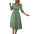 thumbnail image 1 of Summer Dresses for Womens 2026 Fashion Oversize Solid Color Irregular Collar Button Long Sleeve Dresses Gift for Women, 1 of 8
