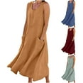 thumbnail image 1 of Summer Dresses for Womens 2025 Plus Size Fashion Casual Solid Color Sleeveless Cotton Linen Long Dress, 1 of 6