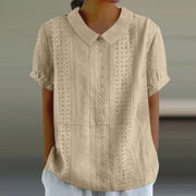 Summer Blouses for Teens Short Sleeve T Shirts for Women Trendy Womens T Shirts Loose Fit Womens Solid Color Tops Plus Size Blouses for Women Casual