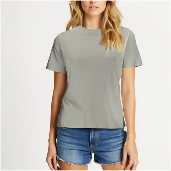 Summer Dressy Blouses for Teens Women Short Sleeve Tops Dressy Casual T Shirts Plus Size Solid Color Tops Plus Oversized Tshirts Items Ordered by Me