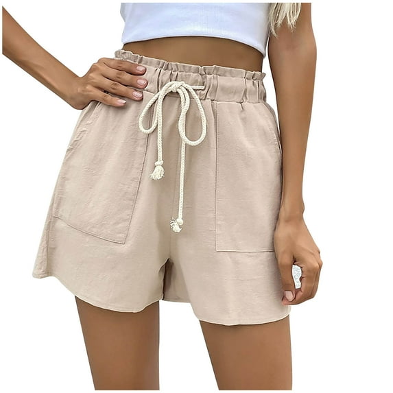 Summer Dressy Shorts for Women High Waisted Drawstring Wide Leg Bermuda Shorts Casual Loose Beach Lounge Shorts Ladies Clothes