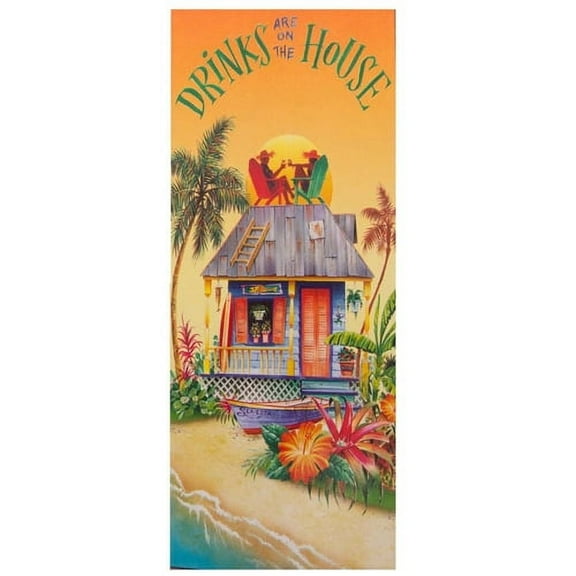 Summer 'Drinks Are On the House' Plastic Door Poster (1ct)