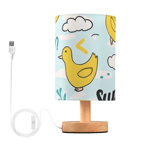 Summer Ducks Leaves Clouds Table Lamp with USB Port LED Warm Light Lamp Night Light Home Decor