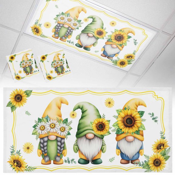 Summer Dwarfs Fluorescent Light Covers Yellow Sunflower Daisy Field Plant Farm Magnetic Light Filters Ceiling Lighting Panel Shade for Classroom Office Home 2 x 4 ft, 2 Pack