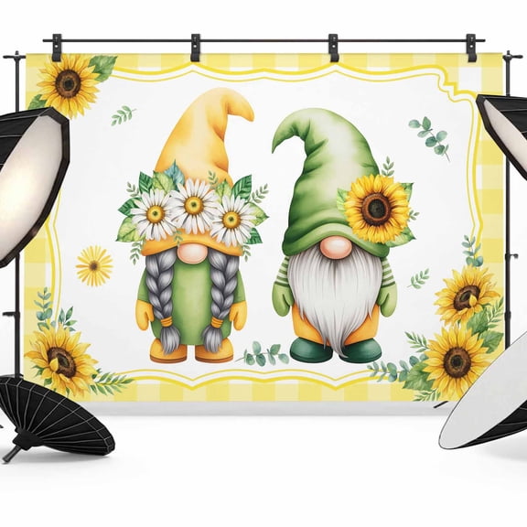 Summer Dwarfs Photography Backdrop 7x5FT, Sunflower Daisy Yellow Plaid Field Plant Photo Backdrops, Background for Photography Studio Photo Studio Background, Back Drop for Photoshoot