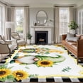 thumbnail image 1 of Summer Dwarfs Washable Living Room Rugs 5'x7', Yellow Sunflower Daisy Black Plaid Field Low Pile Throw Large Area Rugs Non-Slip Sturdy Edge Binding Carpet for Dining Room Bedside Kitchen, 1 of 9