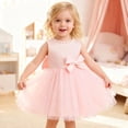 thumbnail image 1 of Summer Easter Dresses Bowknot Design Dress Ruffle Short Sleeve Cute Summer Dresses for Girls Teens Summer Outfits Beach Sundress (Pink,18-24 Months), 1 of 8