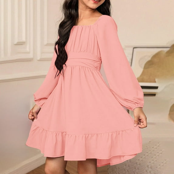 Summer Easter Dresses Flower Prints Princess Dress Girls Summer Dress for Girls Teens Fashion Design Summer Dress (Light Pink,6-7 Years)
