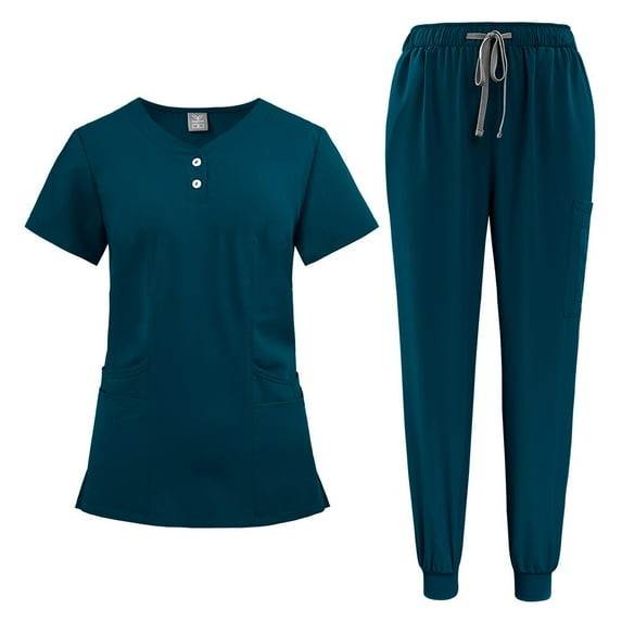 Summer Elastic Button Large Size Casual Doctor Nurse Hospital Overalls Hand Washing Workwear Surgical Uniform Set