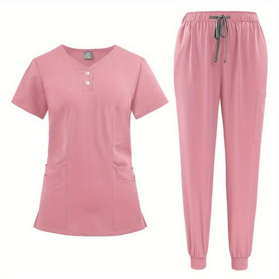 Summer Elastic Button Large Size Casual Doctor Nurse Hospital Overalls Hand Washing Workwear Surgical Uniform Set